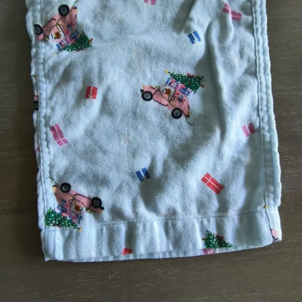J. Crew Holiday Pajama Pants Womens M Blue Multi Flannel Dogs Christmas PJs Cozy